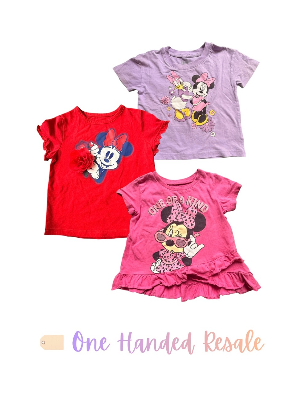 🌹 Disney Minnie Mouse Girls T Shirt Bundle Set Pink Lavender Purple Red 3T